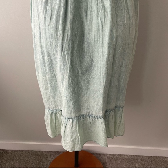 Y2K Vintage Amiani Acid Wash Beaded Boho Chic Ruffle Hem Tank Midi Dress Medium - Picture 5 of 7